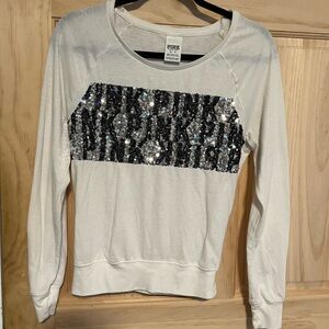 PINK / V.S. White Sequin Stripe long sleeve shirt Size: XS